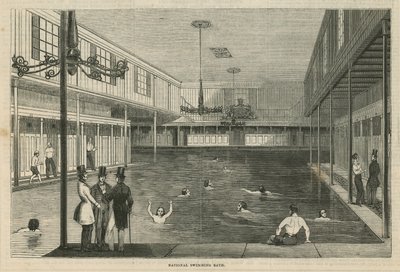 Nationaal Zwembad (gravure) door English School