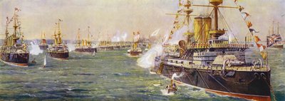 Marineparade bij Spithead voor het diamanten jubileum van koningin Victoria door English School