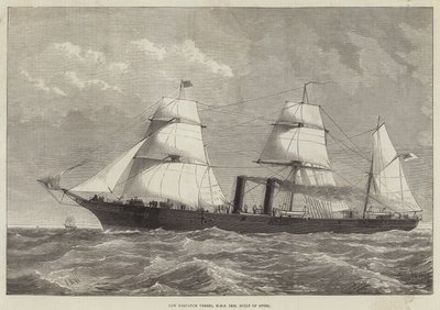 Nieuw verzendschip, HMS Iris, gebouwd van staal door English School