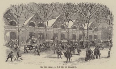 Nieuwe ijshuizen in het Bois de Boulogne (gravure) door English School