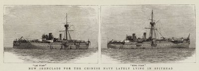 Nieuwe pantserschepen voor de Chinese marine onlangs liggend in Spithead (gravure) door English School