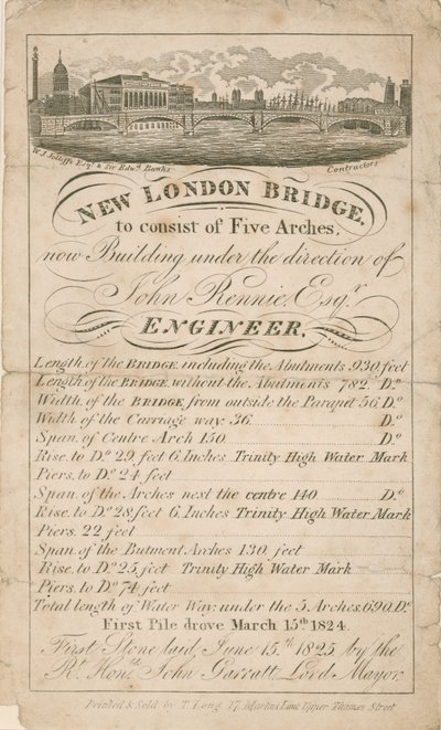 Nieuwe London Bridge - John Rennie Ingenieur door English School