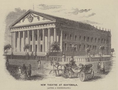 Nieuw theater in Guatemala (gravure) door English School
