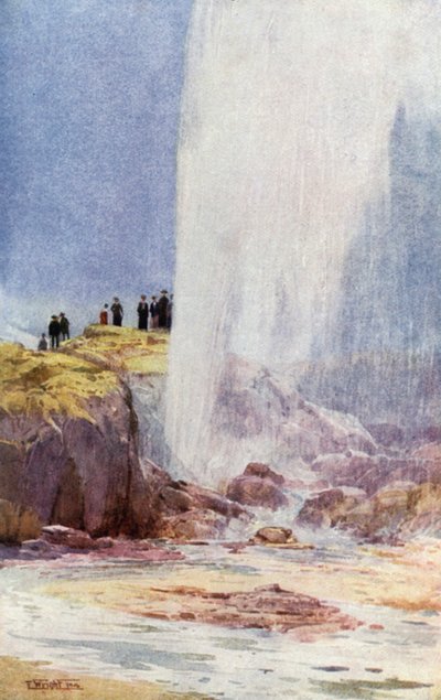 Nieuw-Zeeland: Wairoa Geyser (kleurenlitho) door English School