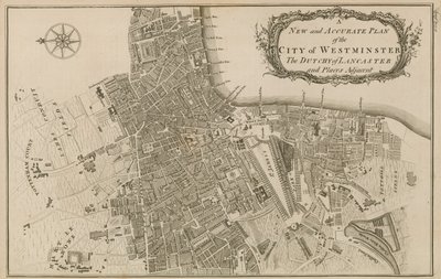 Nieuwe en nauwkeurige plattegrond van de stad Westminster, het hertogdom Lancaster en aangrenzende plaatsen door English School