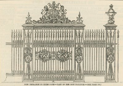 Nieuwe ingang naar Hyde Park - deel van de ijzeren hekken door English School