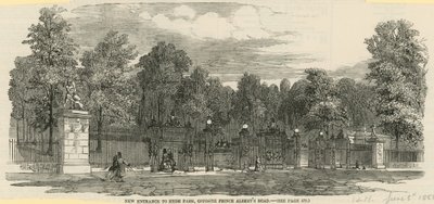 Nieuwe ingang naar Hyde Park, tegenover Prince Alberts Road door English School