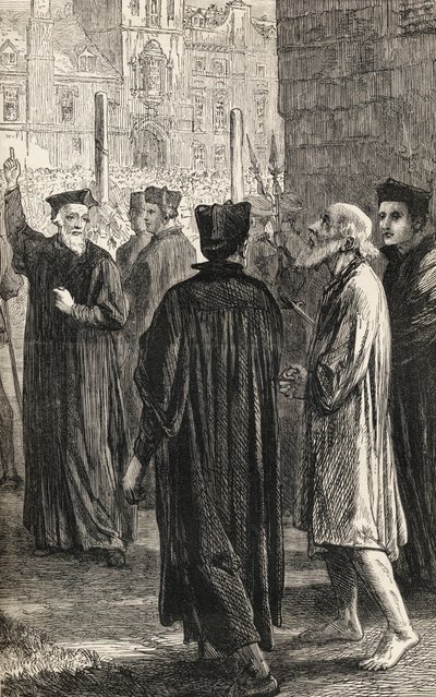 Nicholas Ridley op weg naar zijn executie, c.1865 door English School