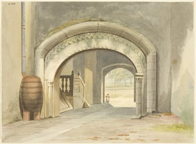 Normandische boog, abtsverblijven, van de kathedraal van Bristol door English School