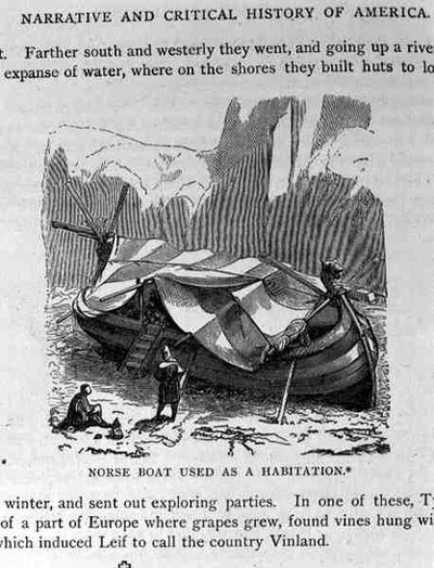 Noorse Boot Gebruikt als Woonplaats, uit Verhalende en Kritische Geschiedenis van Amerika, gepubliceerd in 1889 door English School