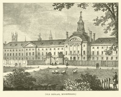 Old Bedlam, Moorfields (gravure) door English School