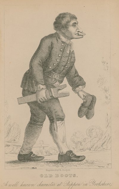Old Boots, een bekende figuur in Rippon in Yorkshire door English School
