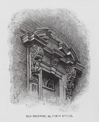 Oude deuropening, 24, Carey Street (litho) door English School