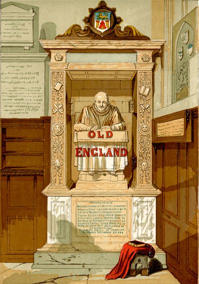 Oud Engeland (ingekleurde gravure) door English School