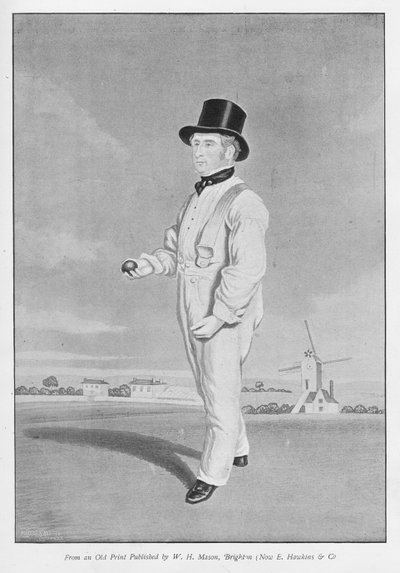 Old Lillywhite, uit een oude prent gepubliceerd in Famous Cricketers and Cricket Grounds, uitgegeven door Hudson en Kearns, 1895 door English School