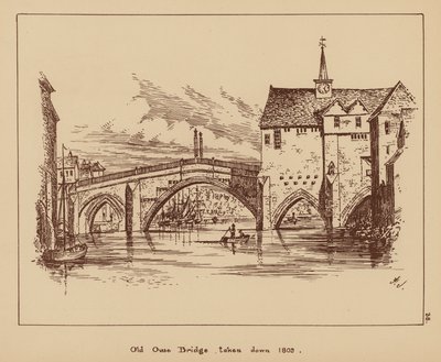 Oude Ouse Brug, afgebroken in 1809 door English School