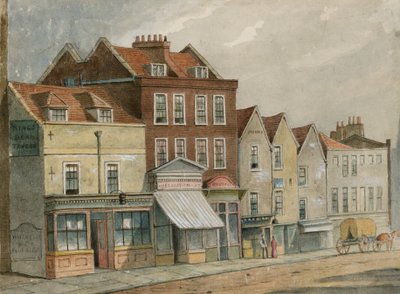 Oude huizen in Upper Street, Islington, tegenover de Kerk door English School