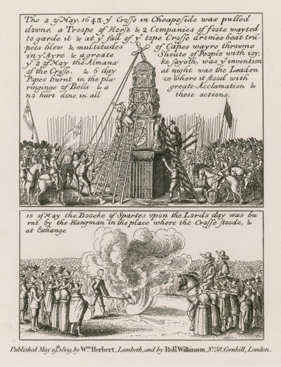 Op 2 mei 1643 werd het kruis in Cheapside, Londen, neergehaald door English School