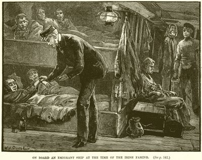 Aan boord van een emigrantenschip tijdens de Ierse hongersnood door English School