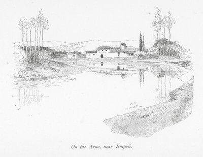 Aan de Arno, bij Empoli (litho) door English School