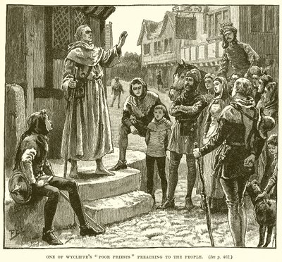 Een van Wycliffes arme priesters die tot het volk preekt door English School