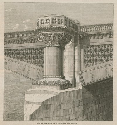 Een van de pijlers van de nieuwe Blackfriars Bridge door English School