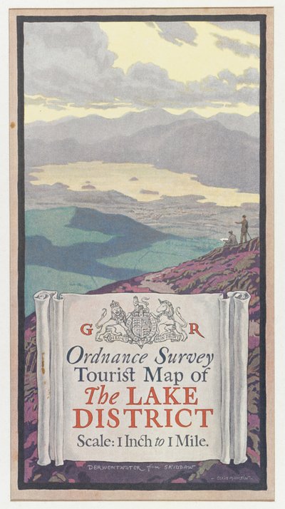 Ordnance Survey Toeristenkaart van het Lake District, ca. 1920 door English School