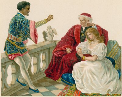 Othello praat met Desdemona en haar vader door English School