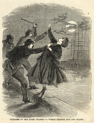 Schandaal op de rivier de Theems; Een vrouw in het water gegooid door English School