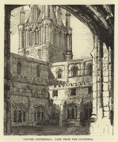 Oxford Kathedraal, uitzicht vanuit de kloosters door English School