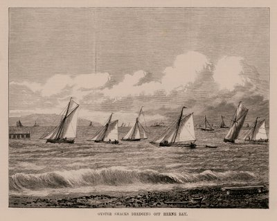 Oyster Smacks baggeren voor Herne Bay (gravure) door English School