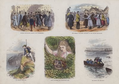 Pagina uit het Aantrekkelijke Prentenboek (gekleurde gravure) door English School