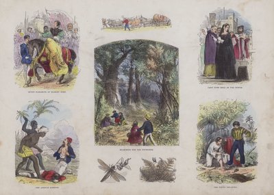 Pagina uit het aantrekkelijke prentenboek (gekleurde gravure) door English School