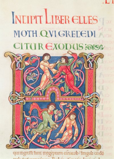 Pagina uit de Winchester Bijbel, ca. 1150-80 door English School
