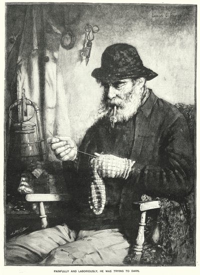 Pijnlijk en moeizaam probeerde hij Darn (gravure) door English School