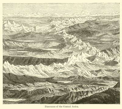 Panorama van de Centrale Andes (gravure) door English School