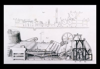 Papiermachine uit Cyclopaedia of Useful Arts & Manufactures, bewerkt door Charles Tomlinson, ca. 1880s door English School