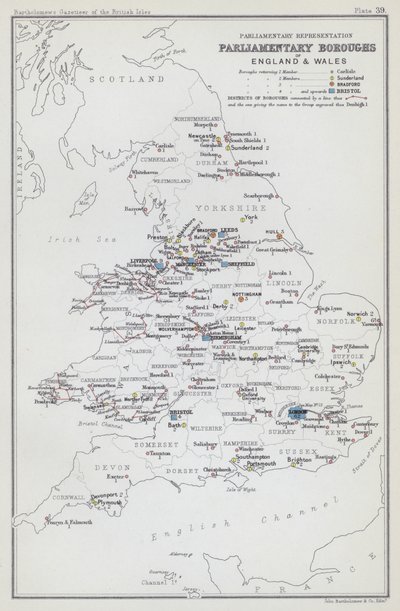 Parlementaire vertegenwoordiging, parlementaire boroughs van Engeland en Wales door English School