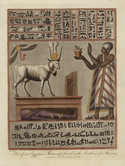Deel van een Egyptisch Manuscript gevonden in de Omhulling van een Mummie door English School