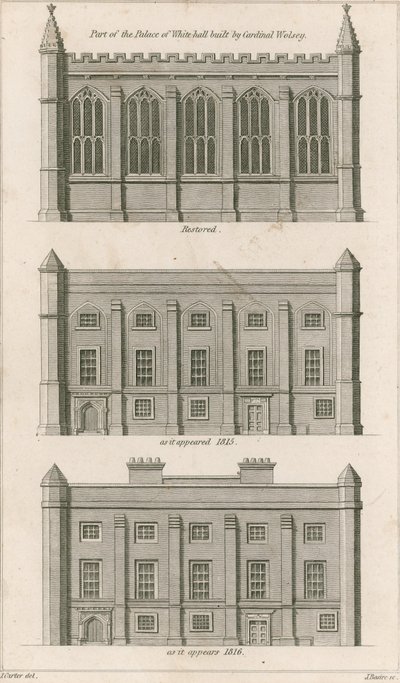 Deel van het Paleis van Whitehall gebouwd door Kardinaal Wolsey door English School