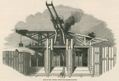 Deel van de Victoria Tower - de hijssteiger door English School