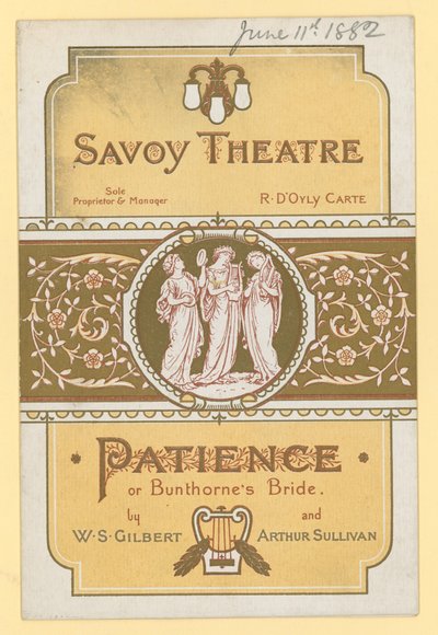 Patience; of Bunthornes Bruid door W S Gilbert en Arthur Sullivan door English School