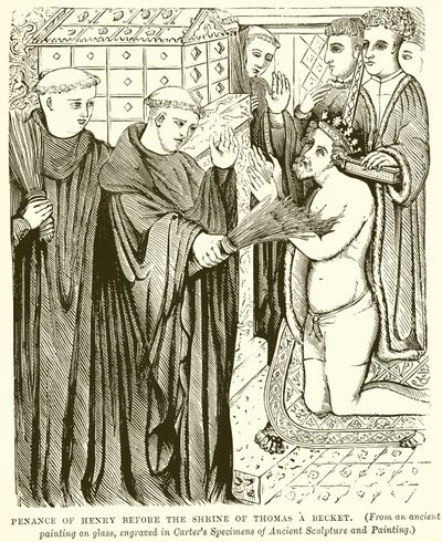 Boetedoening van Hendrik voor het heiligdom van Thomas a Becket door English School