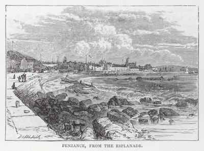 Penzance, vanaf de Esplanade (gravure) door English School