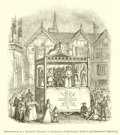 Uitvoering van een dramatisch mysterie in Coventry door English School