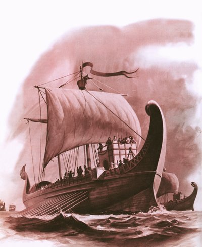 Fenicische vloot zeilt langs de westkust van Afrika rond 500 v.Chr. door English School
