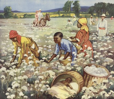 Katoen plukken op een Amerikaanse plantage door English School