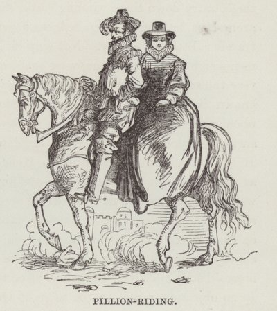Achterop rijden (gravure) door English School