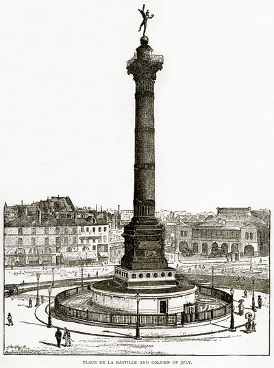 Place de la Bastille en Zuil van Juli, illustratie uit Oud en Nieuw Parijs door H. Sutherland Edwards, 1893 door English School