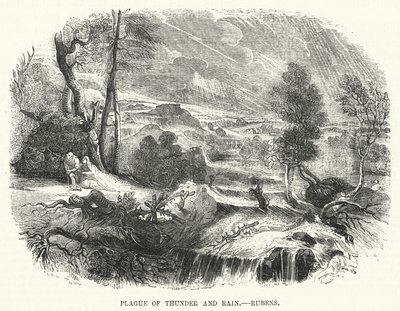 Plagen van donder en regen, Rubens (gravure) door English School